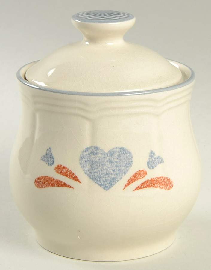 Country Heart Sugar Bowl & Lid by Japan-1