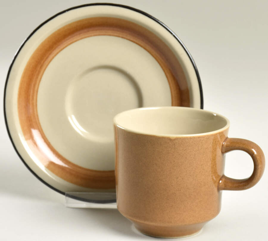 Daisy Vale Tan Flat Cup & Saucer Set by JCPenney-1