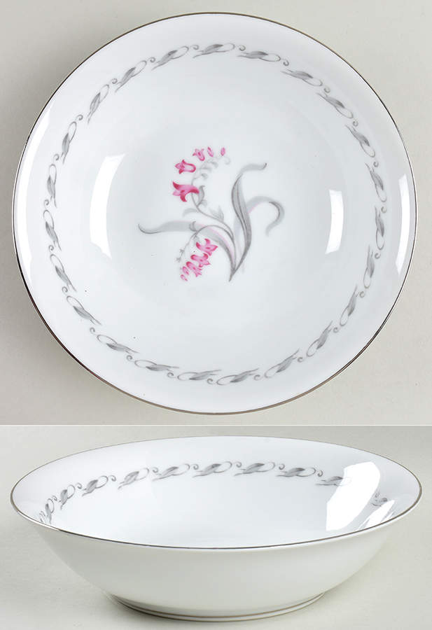 Elaine (Gray Leaf Band On Rim) 8" Round Vegetable Bowl by Japan-1