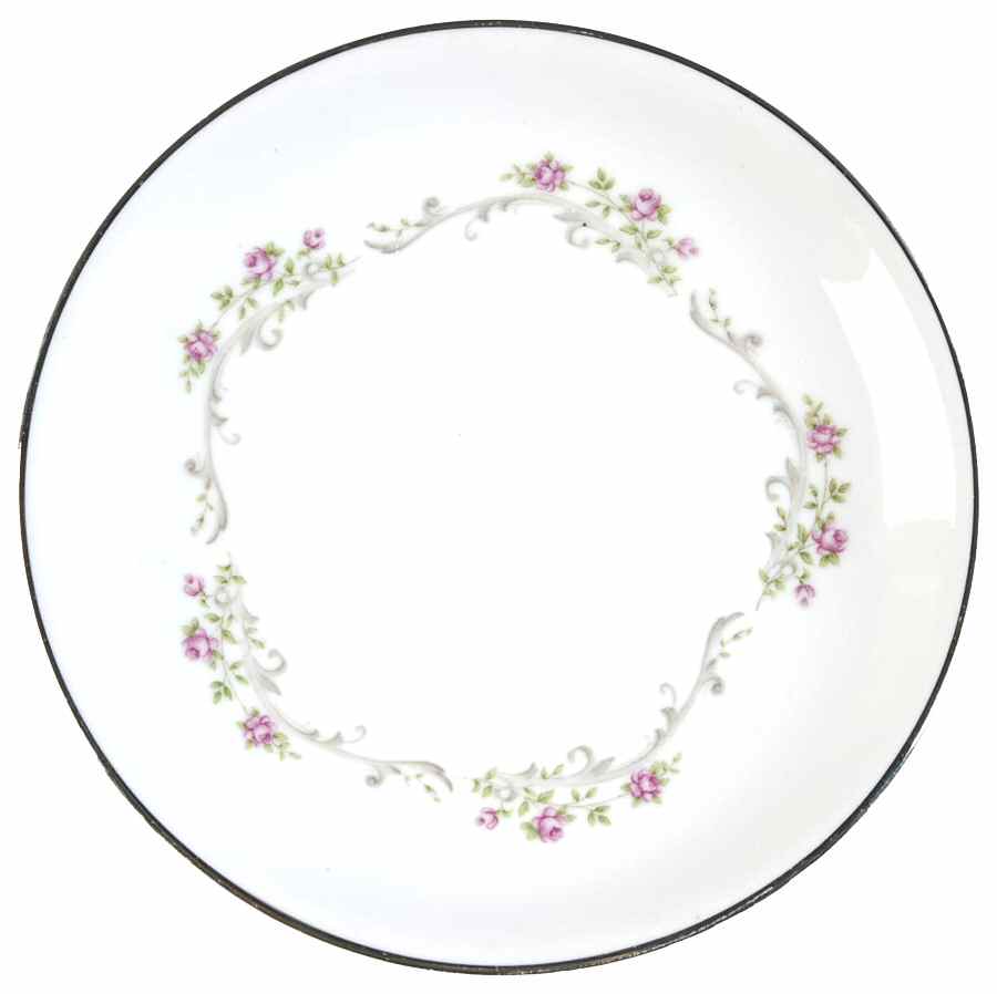 Elaine (Green Leaves, Pink Flowers) Salad Plate by Japan-1