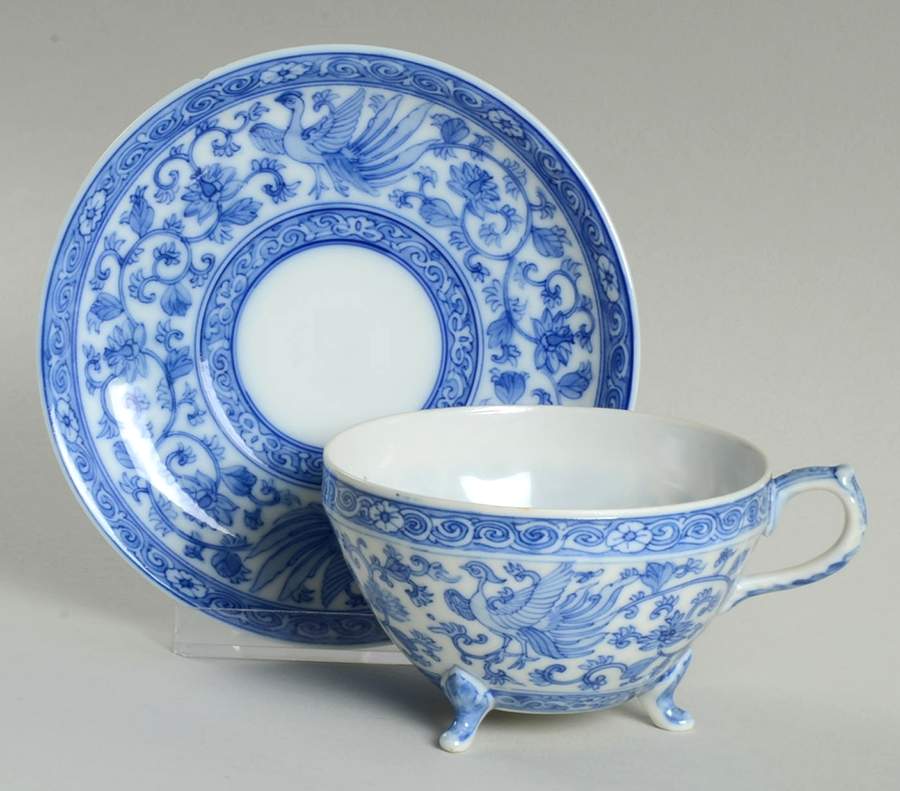Flying Turkey Footed Cup & Saucer Set by Japan-1