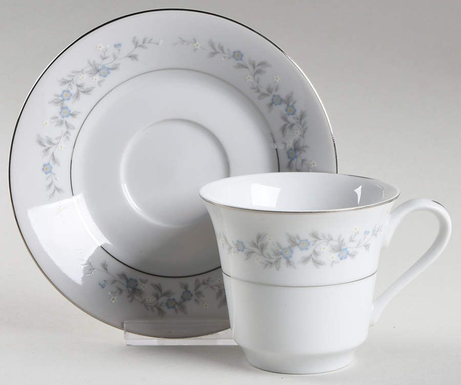 Forget Me Not Blue Flat Cup & Saucer Set by Japan-1