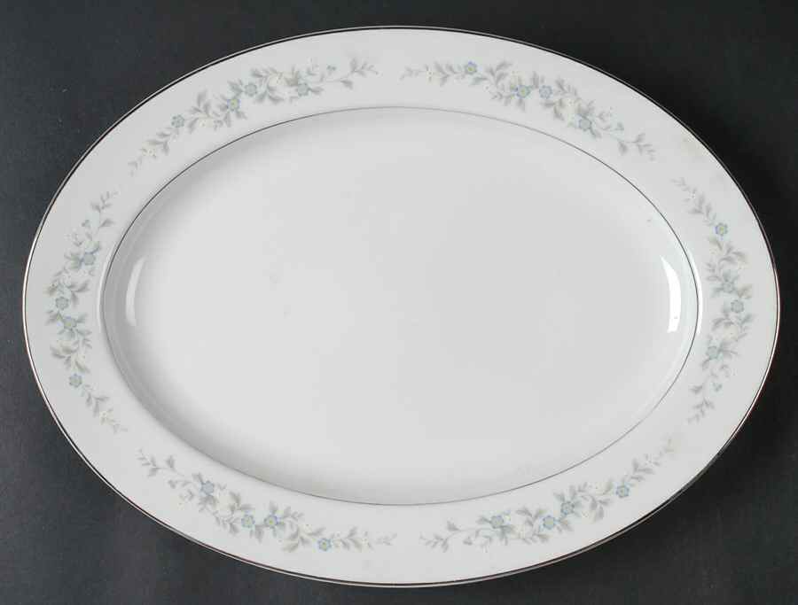 Forget Me Not Blue 14" Oval Serving Platter by Japan-1