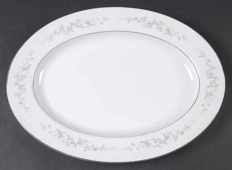 Forget Me Not Blue 12" Oval Serving Platter by Japan-1