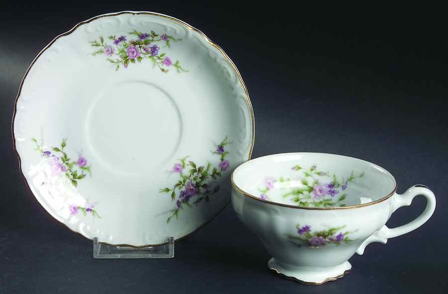 Forget Me Not Pink (#18002R) Footed Cup & Saucer Set by Japan-1