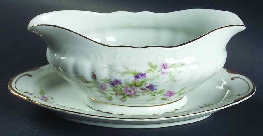 Forget Me Not Pink (#18002R) Gravy Boat & Underplate/Relish by Japan-1