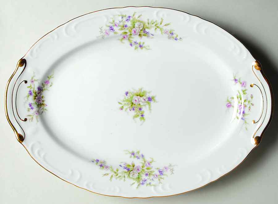 Forget Me Not Pink (#18002R) 14" Oval Serving Platter by Japan-1