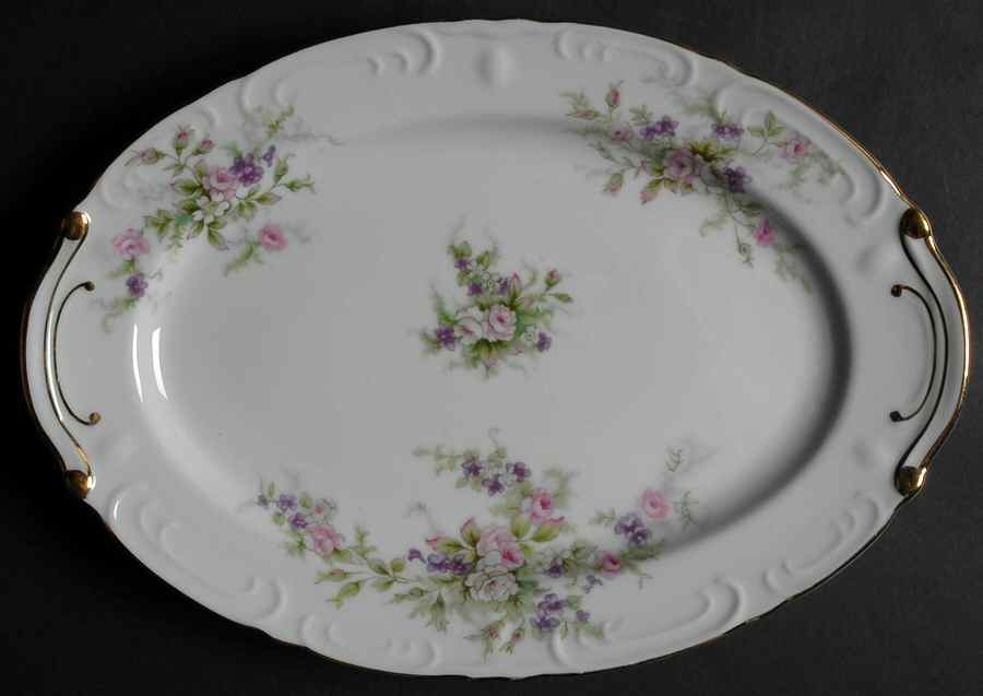 Forget Me Not Pink (#18002R) 12" Oval Serving Platter by Japan-1