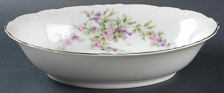 Forget Me Not Pink (#18002R) 10" Oval Vegetable Bowl by Japan-1