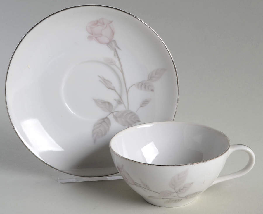 French Rose Flat Cup & Saucer Set by AS Japan-1
