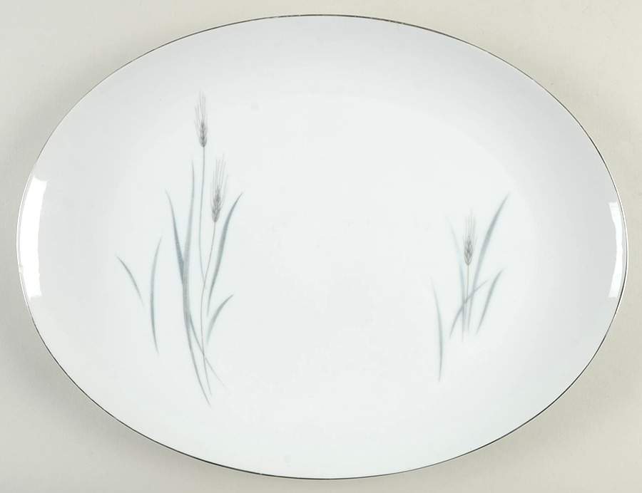 Grey Wheat 14" Oval Serving Platter by M Japan-1