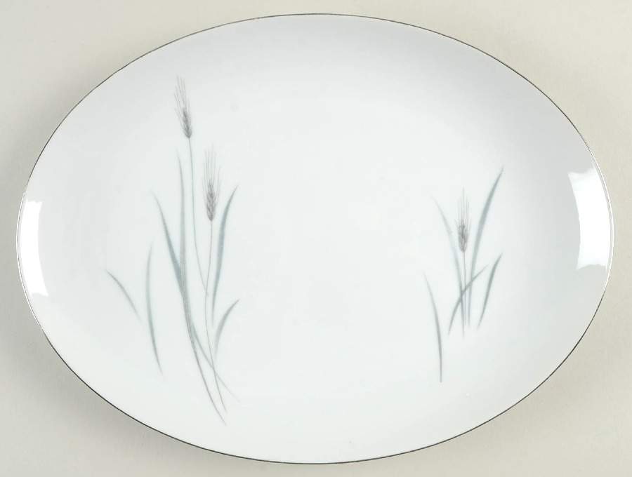 Grey Wheat 12" Oval Serving Platter by M Japan-1