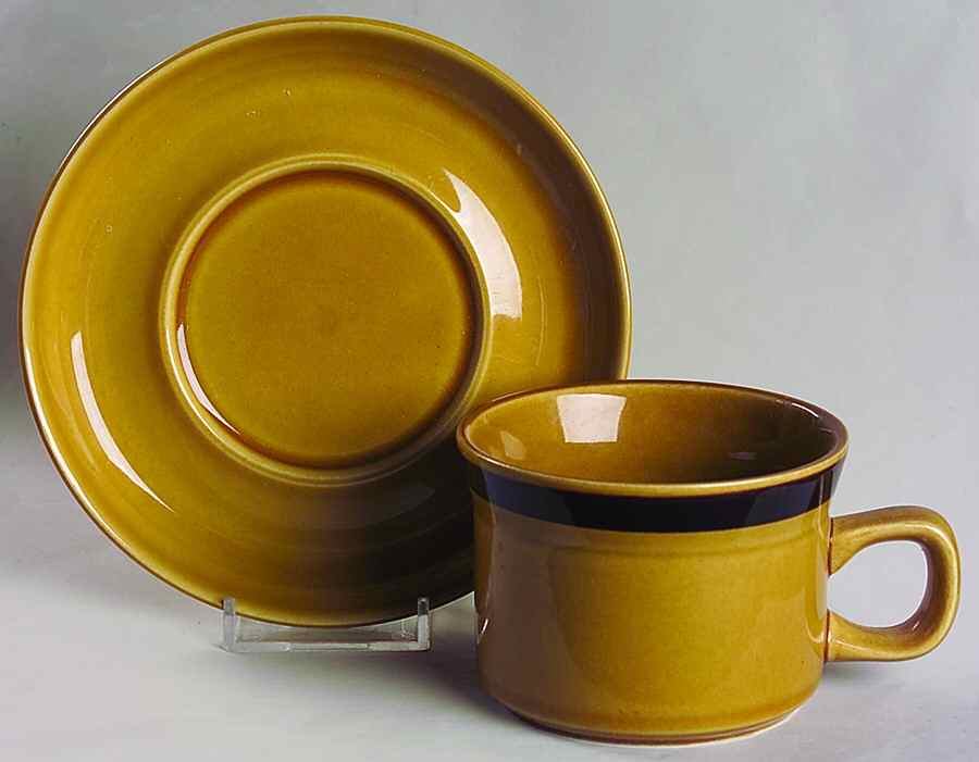 Honey Ginger Flat Cup & Saucer Set by Japan-1