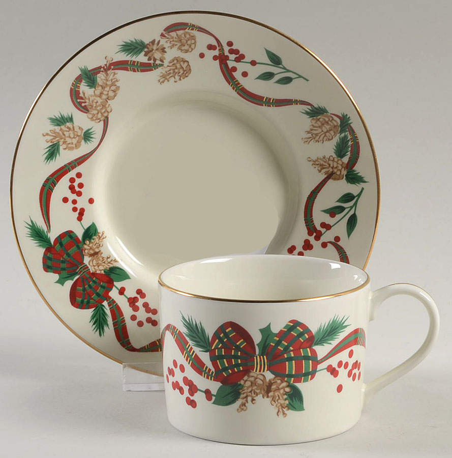 Holiday Tidings Flat Cup & Saucer Set by Japan-1
