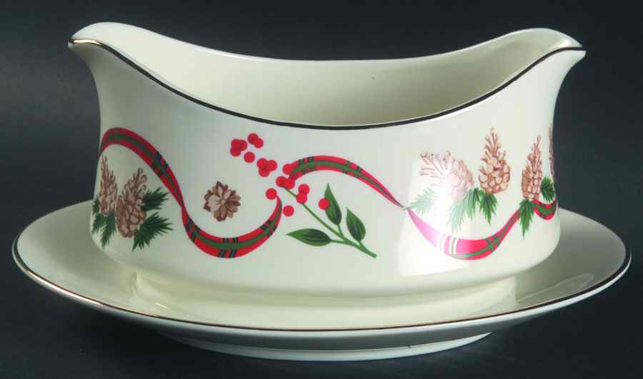 Holiday Tidings Gravy Boat with Attached Underplate by Japan-1
