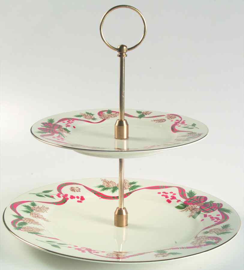 Holiday Tidings 2 Tiered Serving Tray (Dinner & Salad Plate) by Japan-1