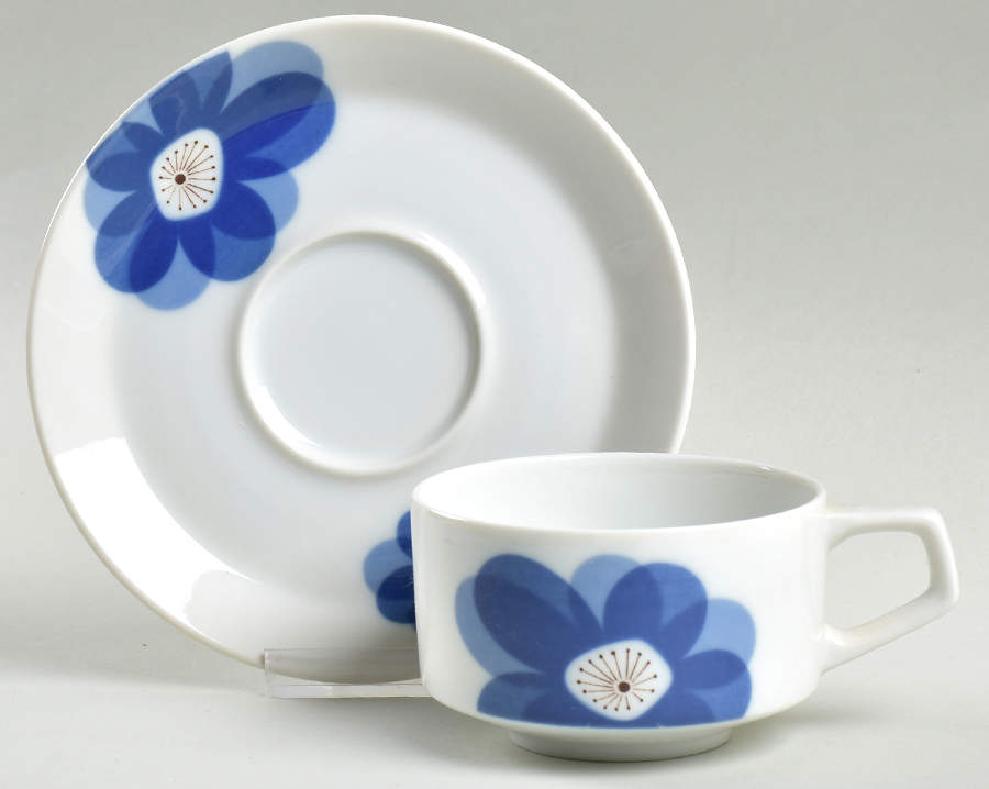 Indigo Moon Flat Cup & Saucer Set by Sears-1