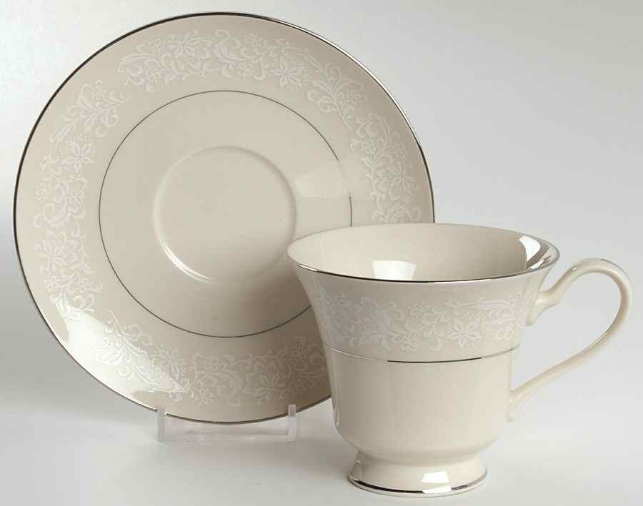 Ivory Fantasy Footed Cup & Saucer Set by Japan-1