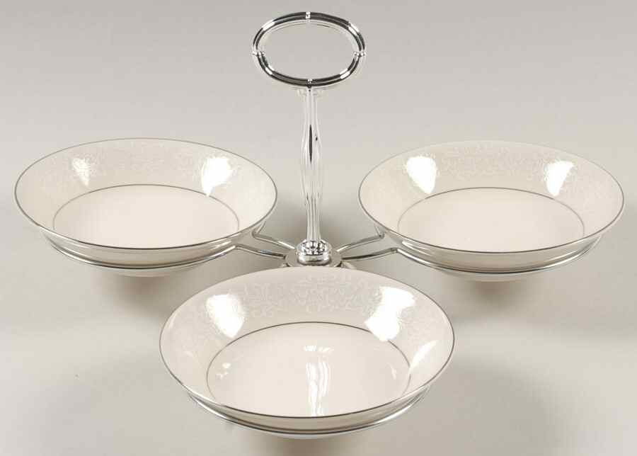 Ivory Fantasy 7" x 12" 3-Part Relish & Metal Stand (FR) HC by Japan-1
