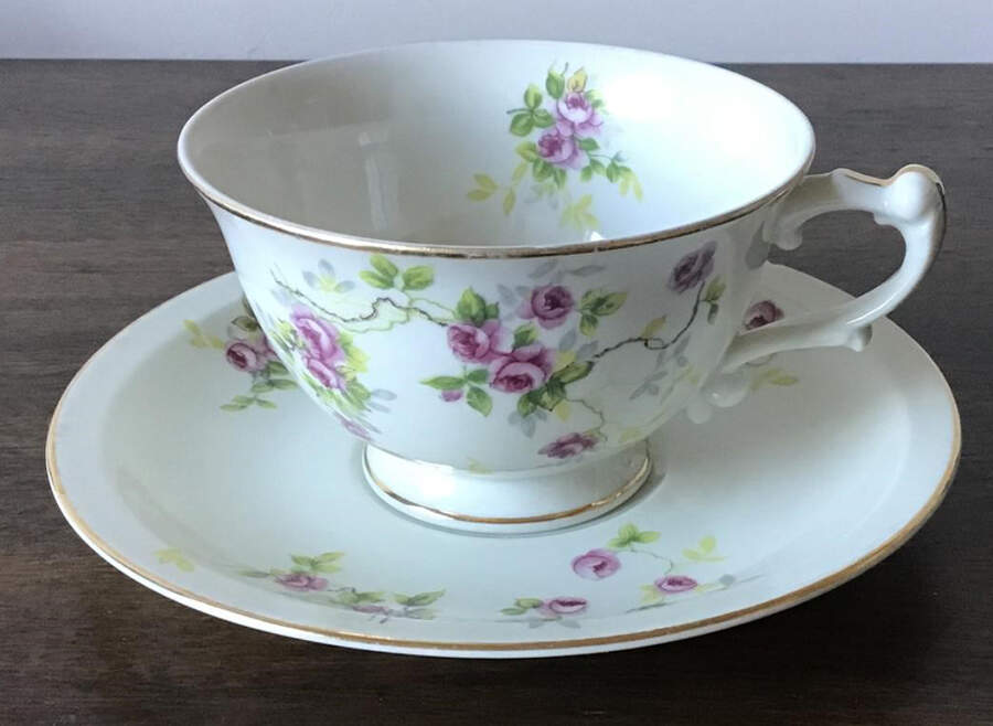 JAP4 Footed Cup & Saucer Set by Japan-1