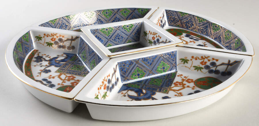 Kutani Brocade 5 Piece Lazy Susan (4 side sections & 1 center) by Japan-1