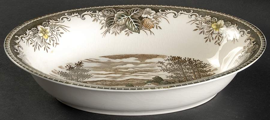 Meadow-Rural Scenery 10" Oval Vegetable Bowl by Japan-1