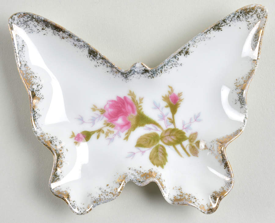 Moss Rose Butterfly Shaped Dish by Japan-1