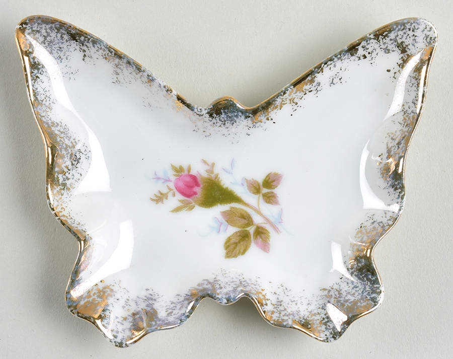 Moss Rose Butterfly Shaped Dish by Japan-1