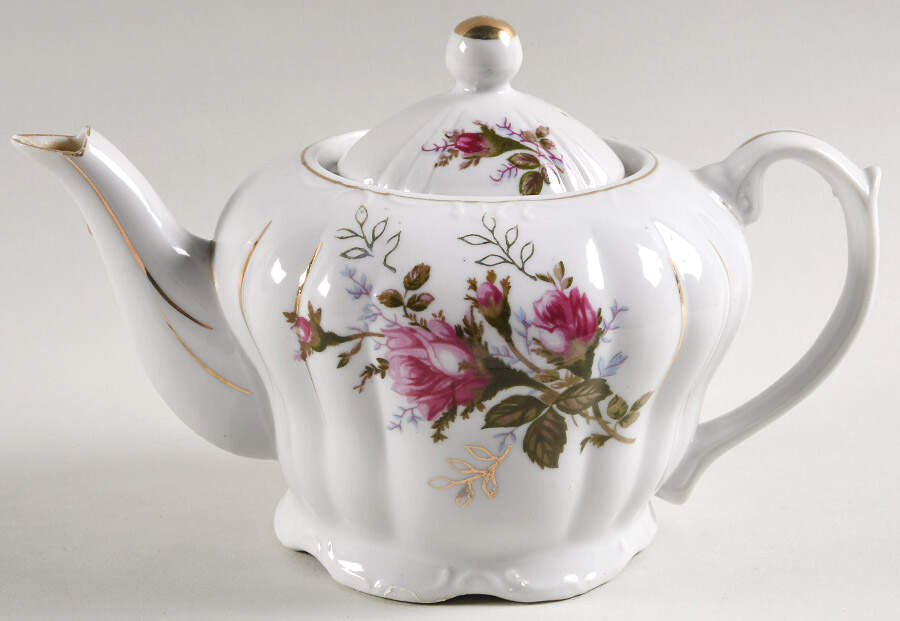 Moss Rose Musical Teapot & Lid by Japan-1