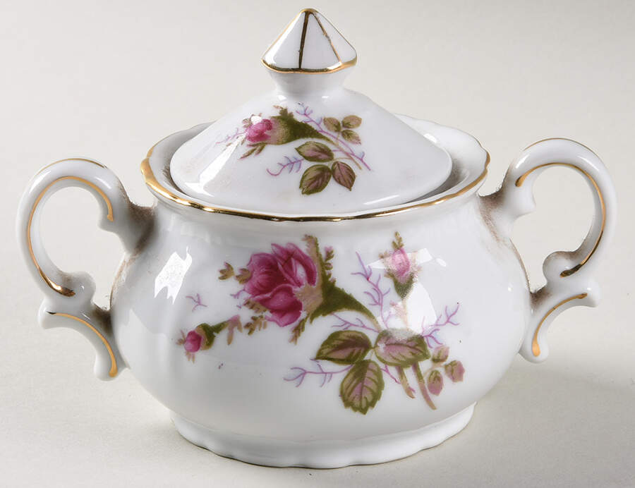 Moss Rose Mini Sugar Bowl & Lid by Japan-1