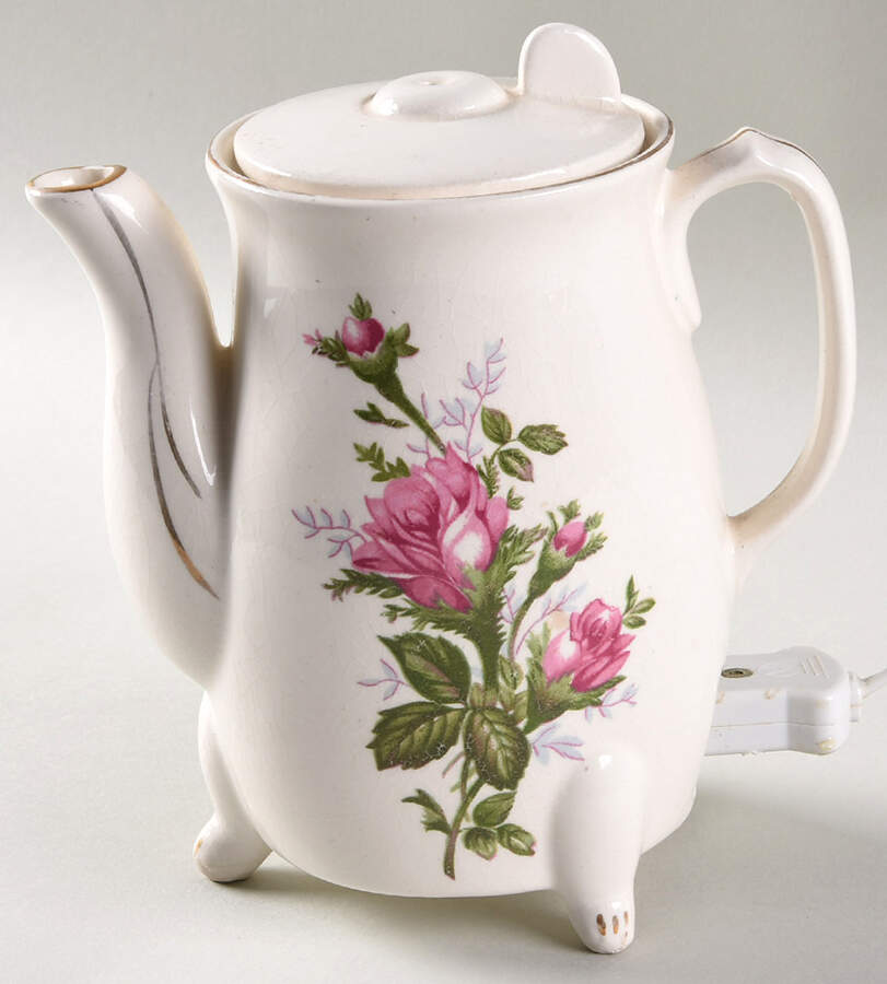 Moss Rose Electric Hot Water Pot with Lid and Cord by Japan-1
