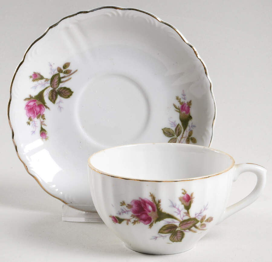 Moss Rose Flat Cup & Saucer Set by Japan-1