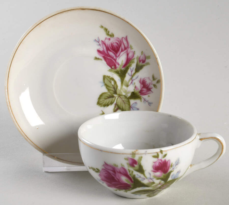 Moss Rose Child's Cup & Saucer Set by Japan-1