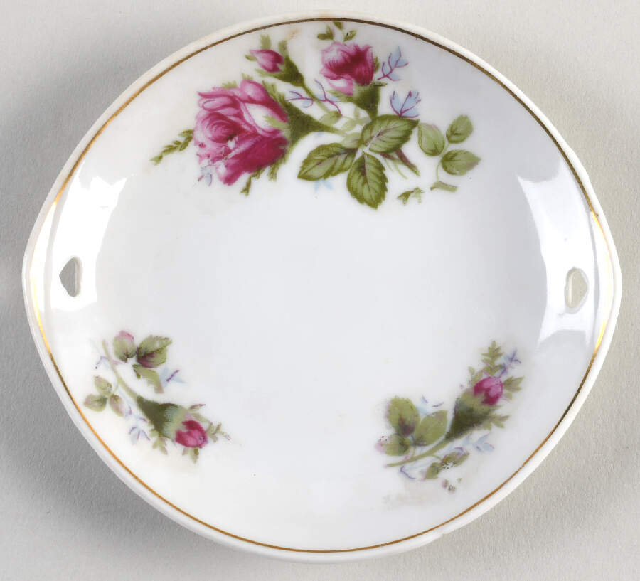 Moss Rose Handled Child's Cake Plate by Japan-1