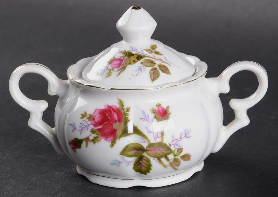 Moss Rose Mini Sugar Bowl & Lid by Japan-1