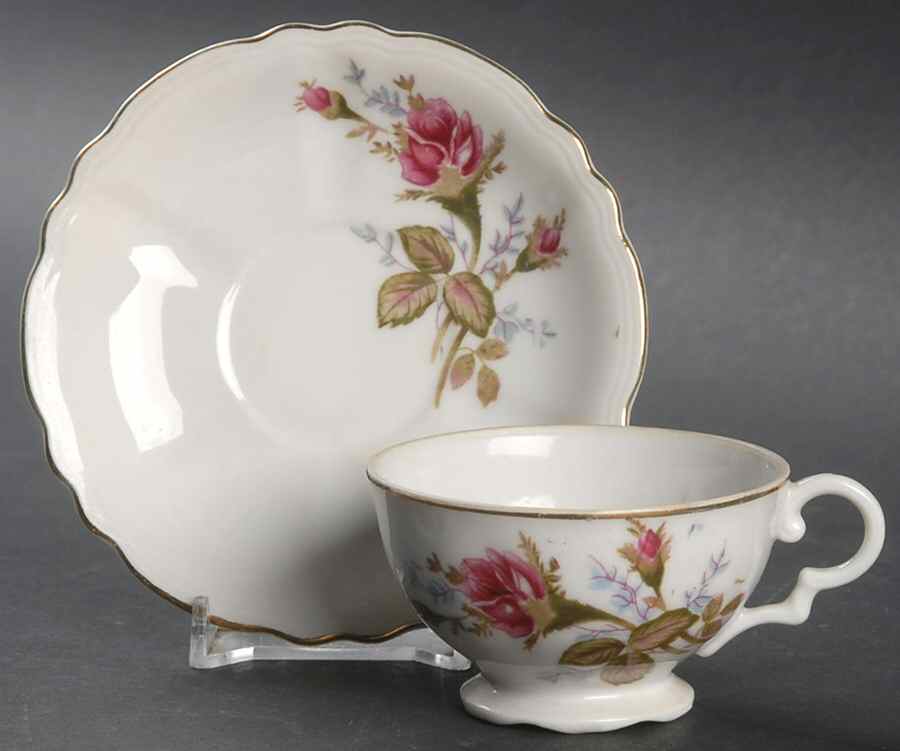 Moss Rose Footed Demitasse Cup & Saucer Set by Japan-1
