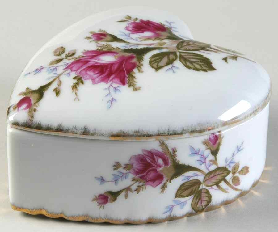 Moss Rose Heart Shape Box & Lid by Japan-1