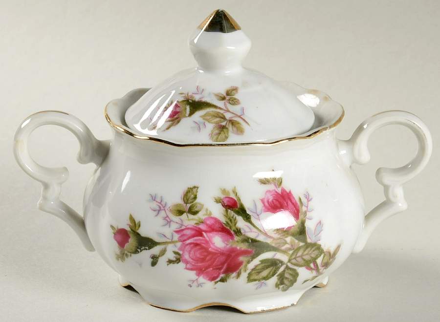 Moss Rose Sugar Bowl & Lid by Japan-1
