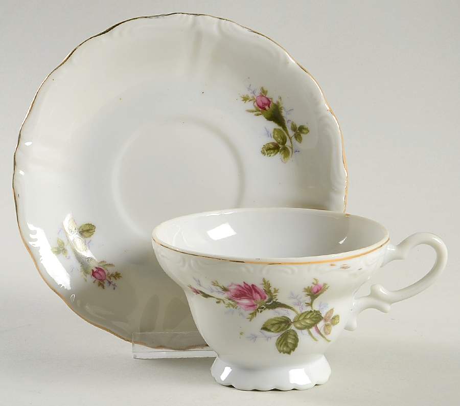 Moss Rose Footed Cup & Saucer Set by Japan-1