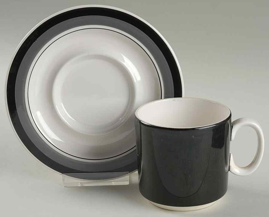 Onyx Flat Cup & Saucer Set by Sears-1