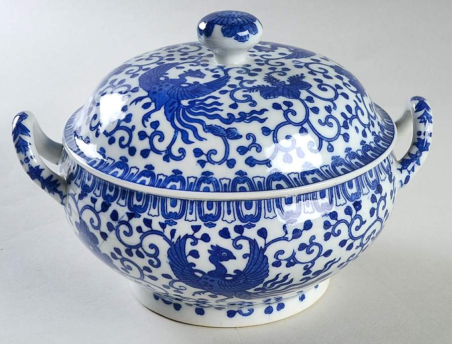 Phoenix Bird Small Round Covered Vegetable by Japan-1