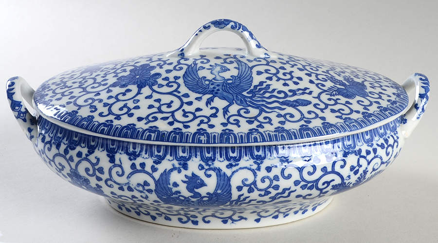Phoenix Bird #3 Large Oval Covered Vegetable by Japan-1