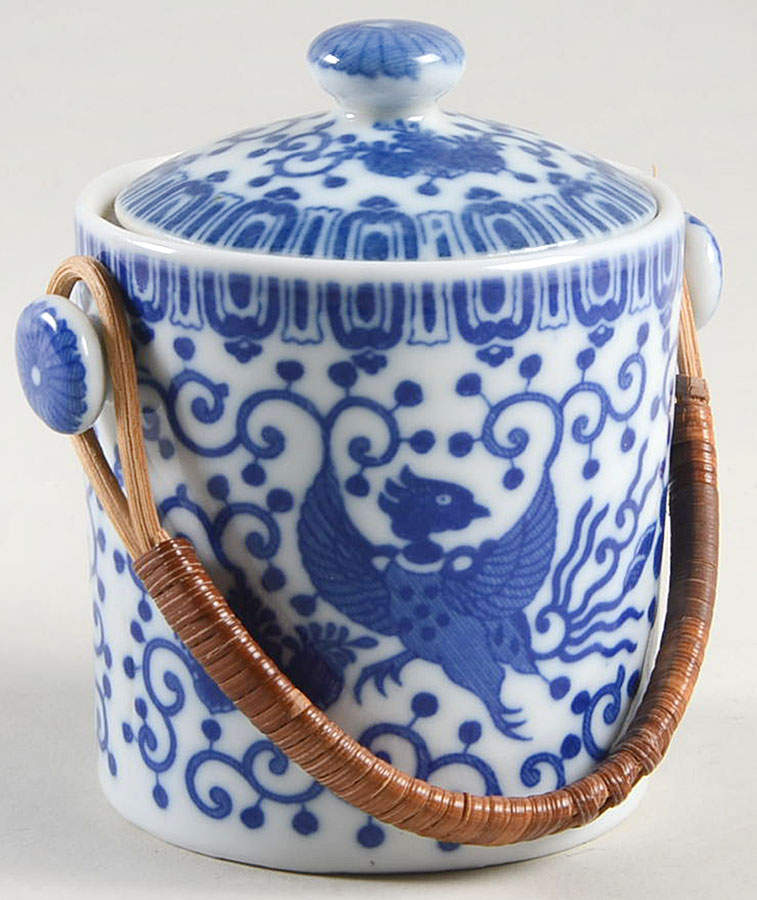 Phoenix Bird Round Box & Lid with Removable Top Handle by Japan-1