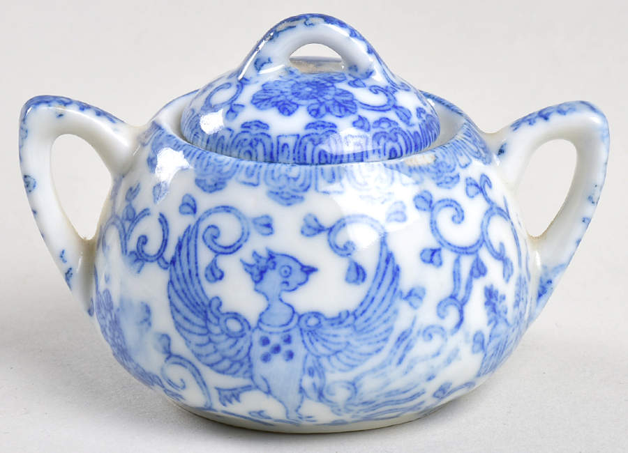 Phoenix Bird Mini Sugar Bowl & Lid by Japan-1
