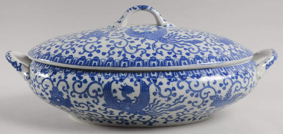 Phoenix Bird Oval Covered Vegetable by Japan-1