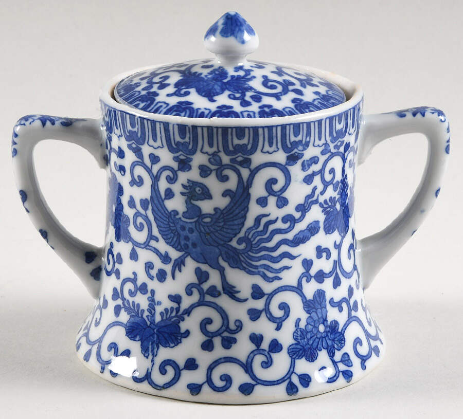 Phoenix Bird Sugar Bowl & Lid by Japan-1