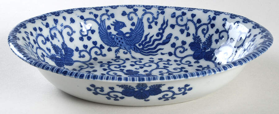 Phoenix Bird 8" Oval Vegetable Bowl by Japan-1