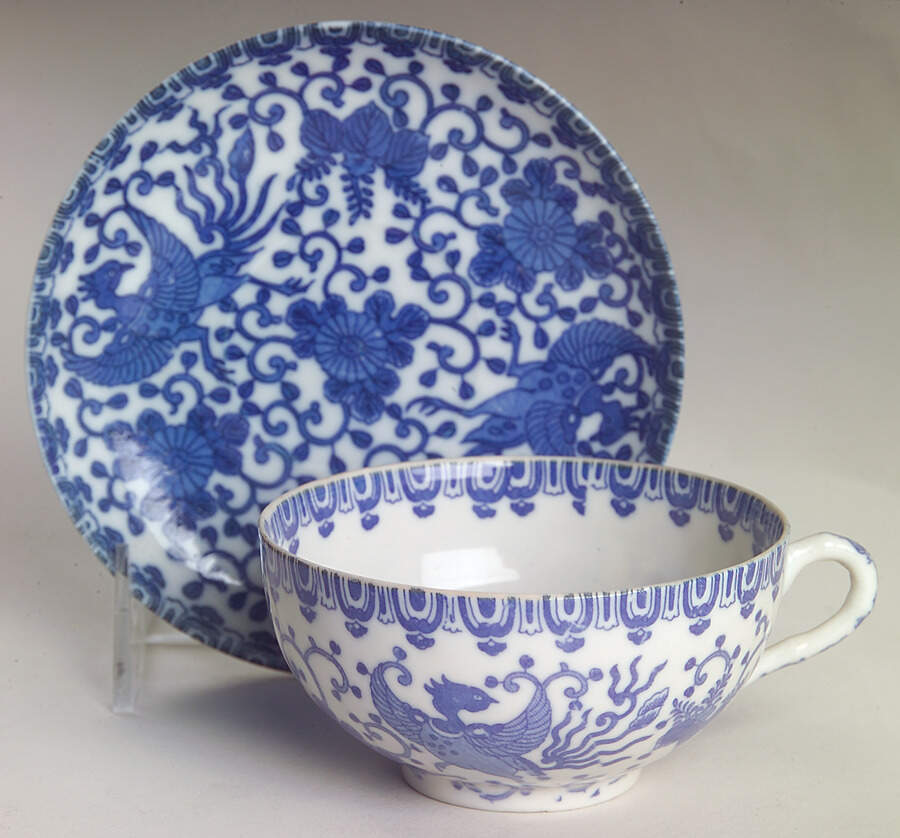 Phoenix Bird Flat Cup & Saucer Set by Japan-1