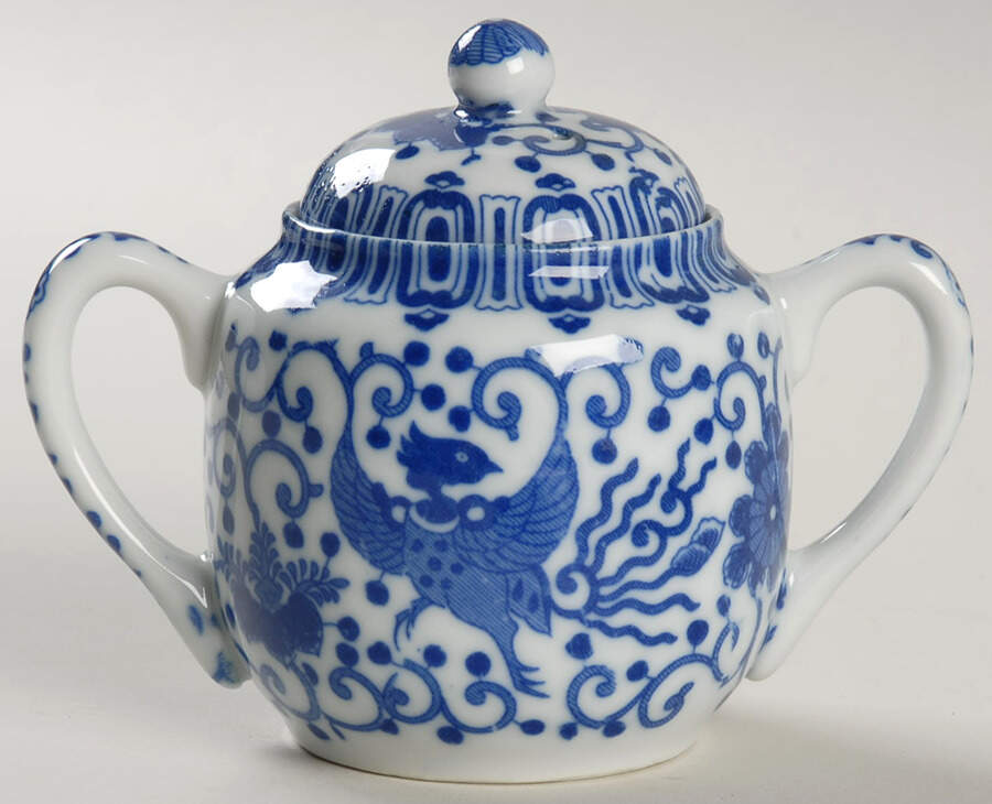 Phoenix Bird Sugar Bowl & Lid by Japan-1