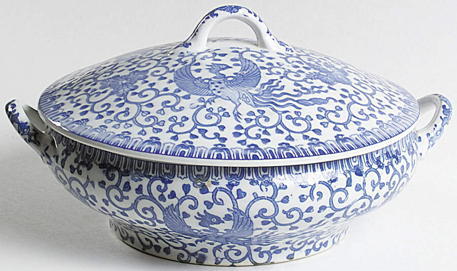 Phoenix Bird #3 Medium Round Covered Vegetable by Japan-1